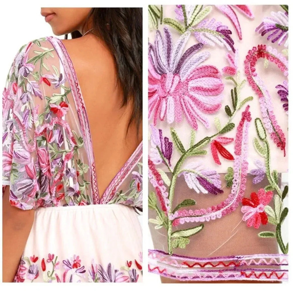 Raga In the Fields Purple Embroidered Dress Size Medium NWT New - Picture 3 of 15